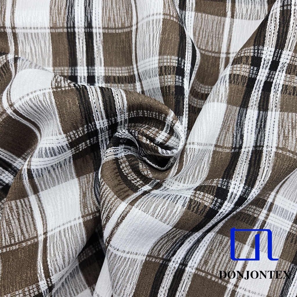 Premium Quality 100% Polyester Cationic Soft Touch Check Fabric Yarn Dyed for Women's Dresses and T-shirts