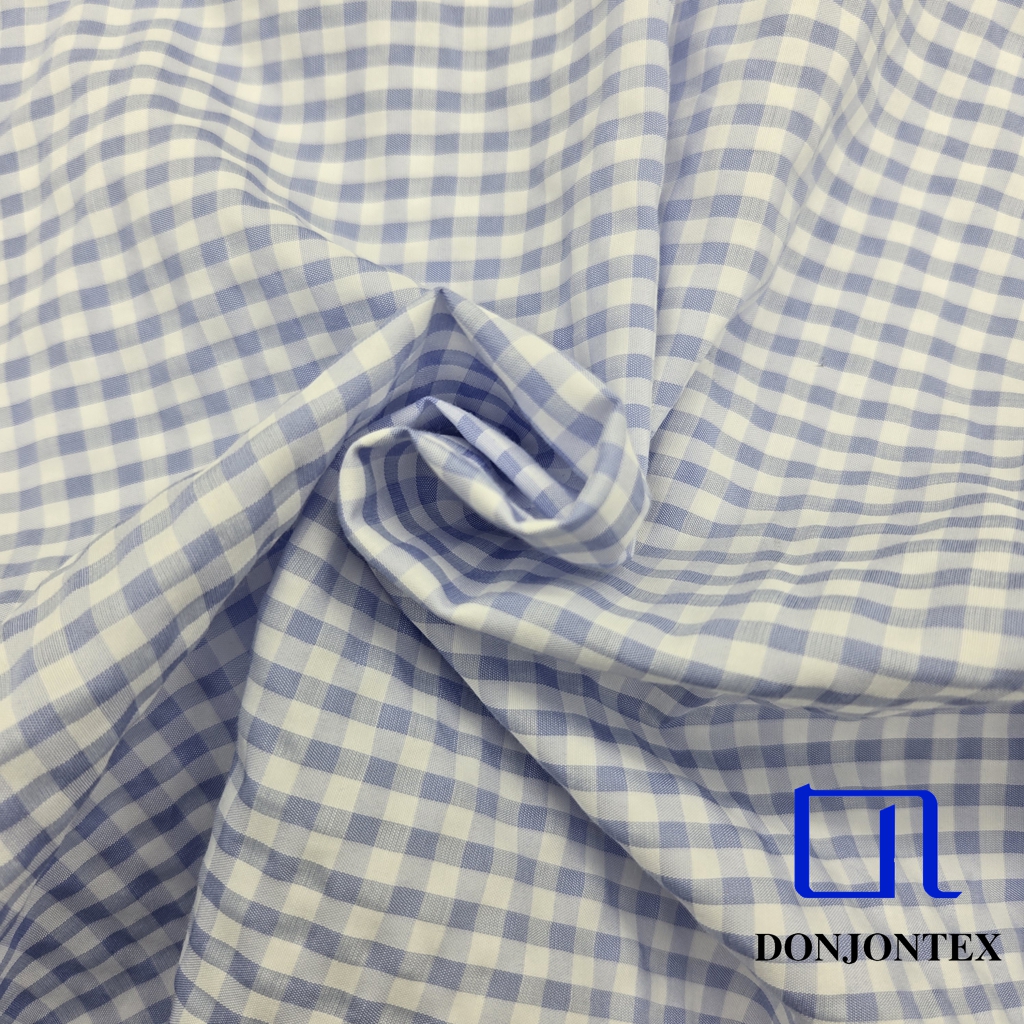 Premium Quality Polyester Nylon Rayon Soft Touch Little Check Fabric Yarn Dyed for Women's Dresses Woven Technique