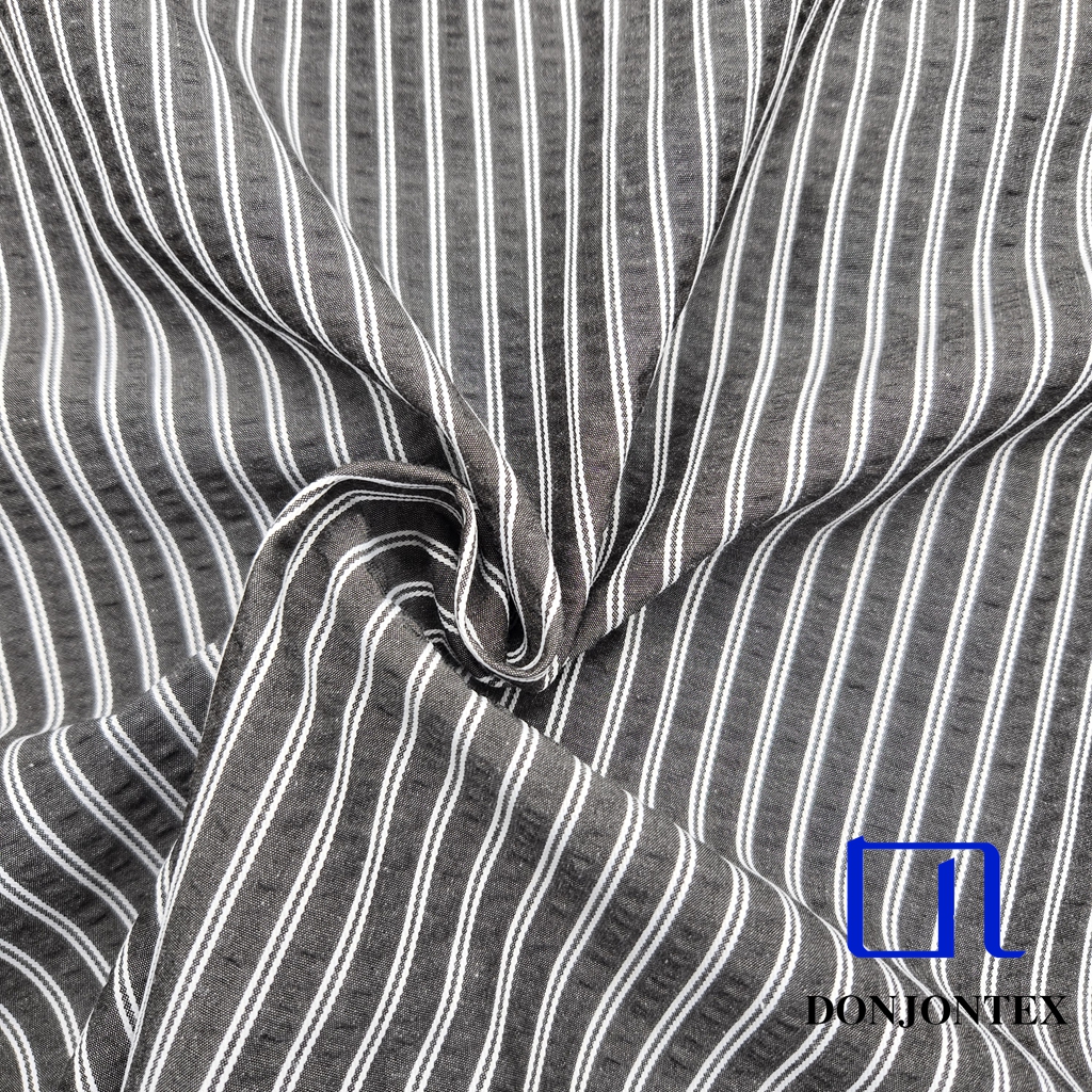 New Design Eco-Friendly Girls' Dress Fabric Soft Polyester Cotton Stripe Fabric with Soft Touch for Women Fashion Dress