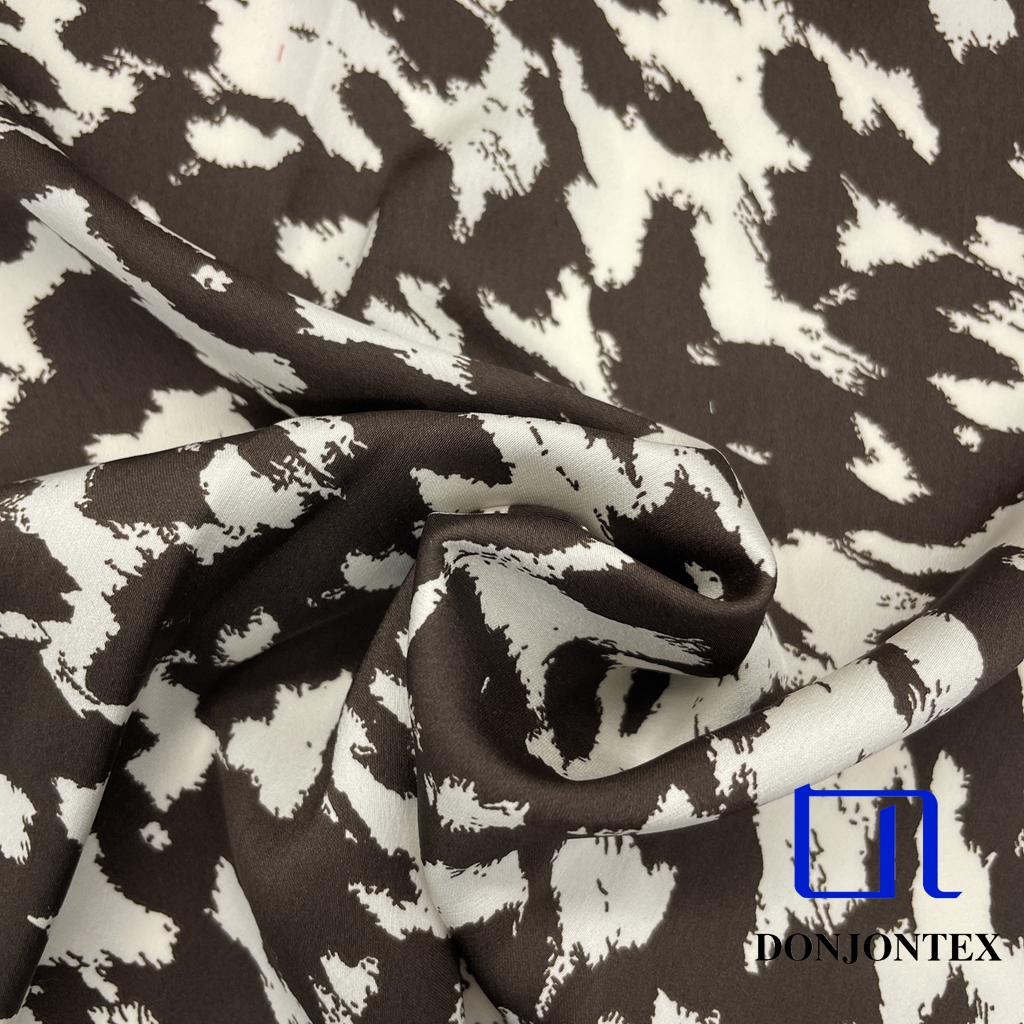 Latest Fashion GRS Certified Recycled Polyester Printed Satin Fabric for Evening Gowns Weddings and Garments with Lining