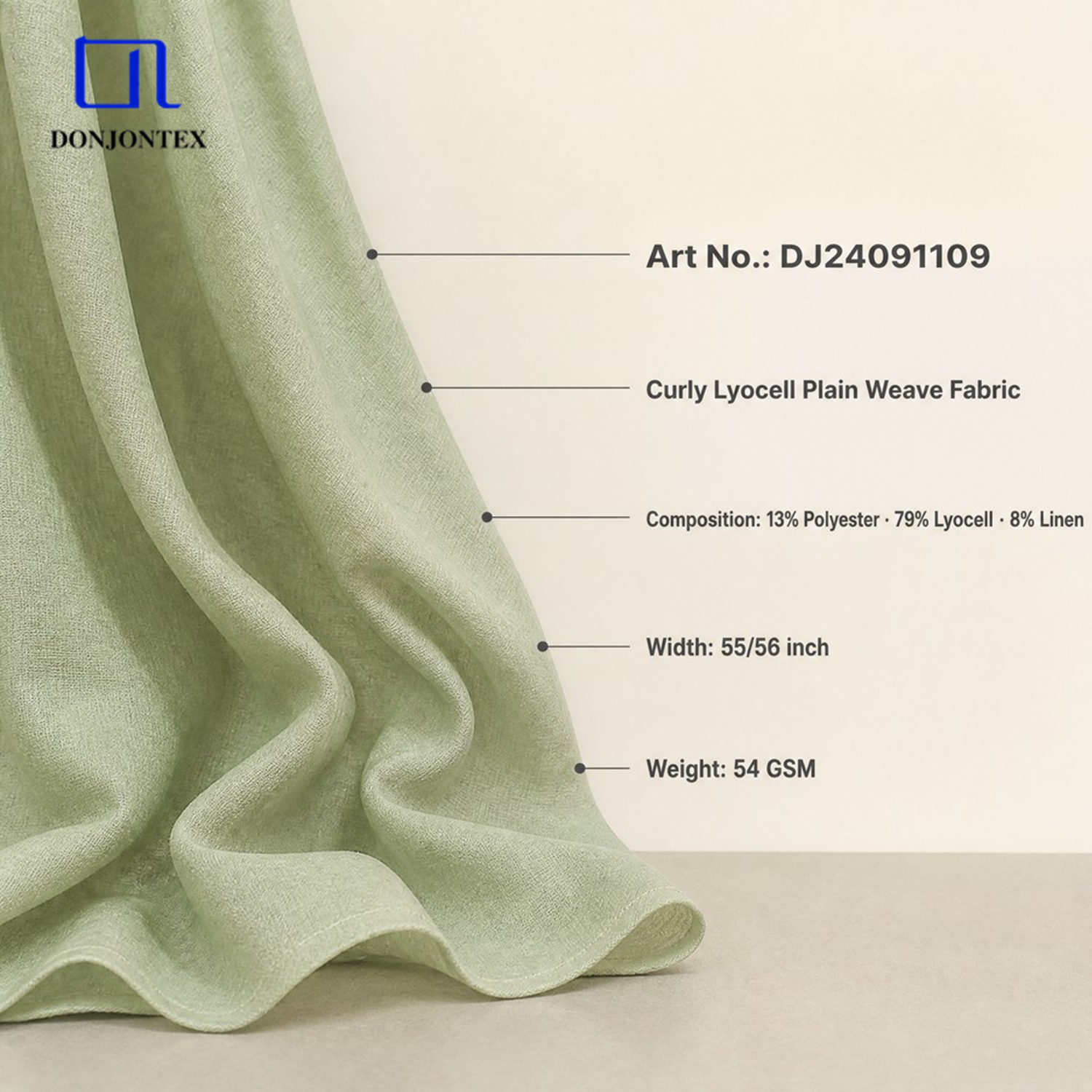 Soft Eco-friendly Plain Woven Dyed Linen Polyester 79% Lyocell Fabric for Clothing Activewear T Shirt